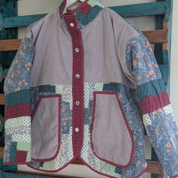 HANDMADE Vintage Cords and More Quilt Jacket, Size M/L - Picture 3 of 6
